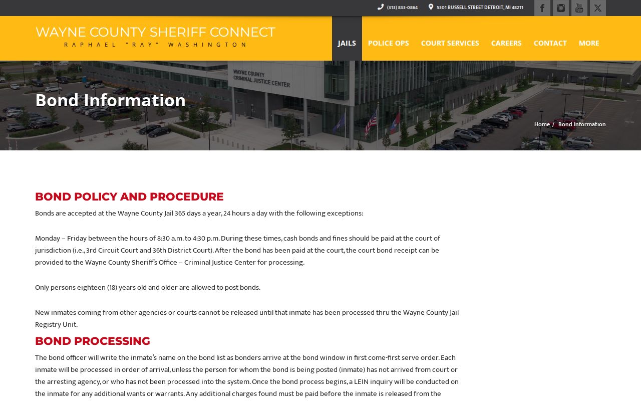 Wayne County Sheriff bond window after a warrant is served