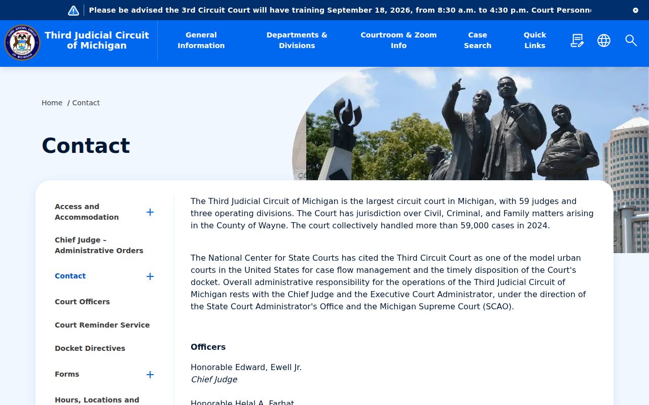 Wayne County Third Circuit Court leadership for bench warrant records