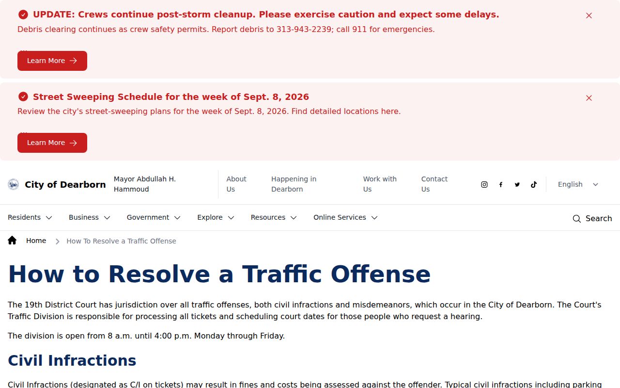 Dearborn traffic warrant deadlines and fees in Wayne County